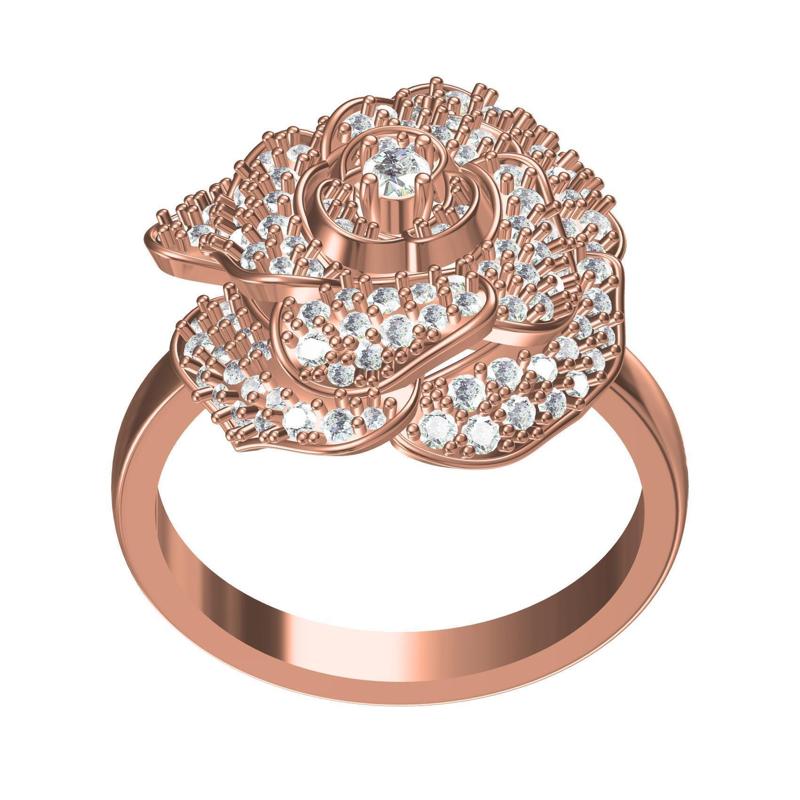Rose Flower Inspired Diamond Engagement Ring