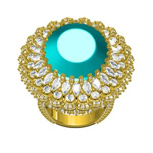 Aquamarine Oval Stone Marquise and Round Halo Diamond Ring