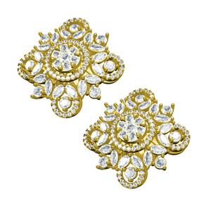 Round and Marquise Diamond Cluster Earring