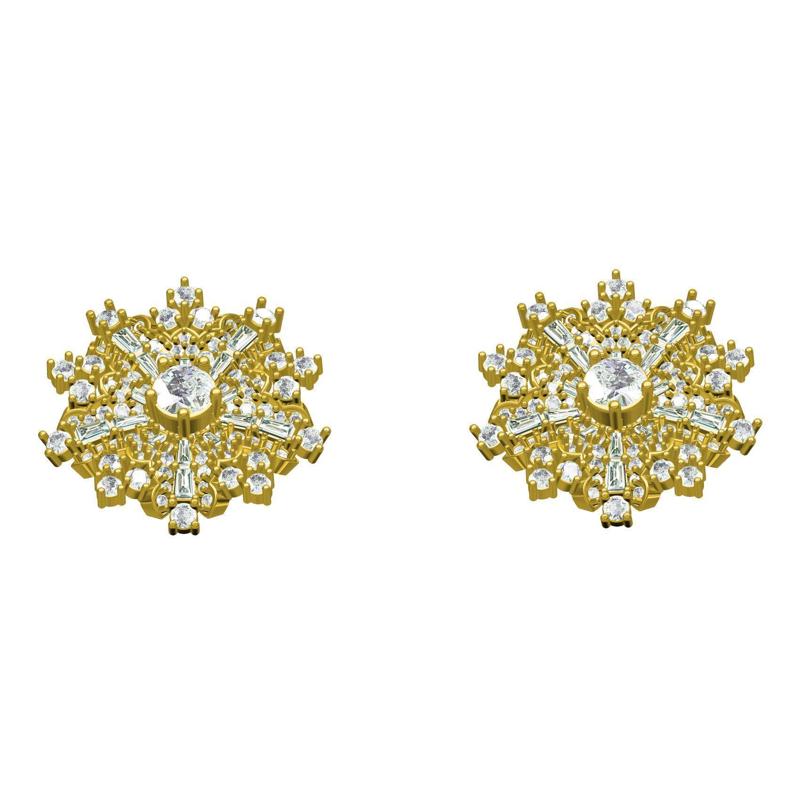 Diamond Flower Stud Earring