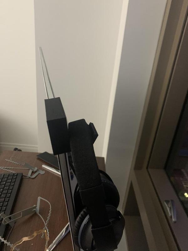 Computer monitor headphone hook