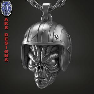 skull pendant jewelry Biker alien v1