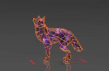 Wolf Staring at the Full Moon - Low Voronoi Style - Single Spider Web - LowPoly - Perfect Design - Easy Print - Decor