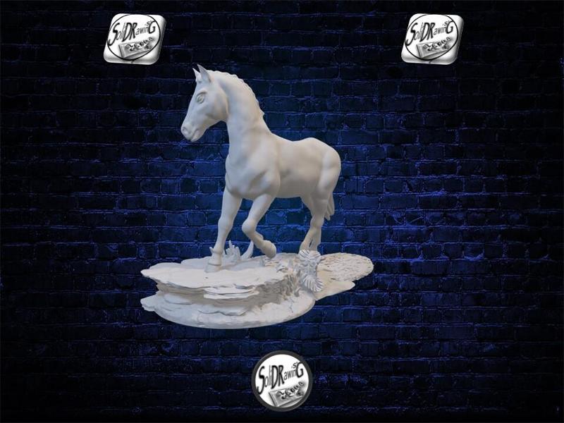 Crystal Black Horse With Ground