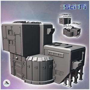 Futuristic fortified base with steel walls and armored tower with ladders (29) - Future Sci-Fi SF Post apocalyptic Tabletop Scifi Wargaming Planetary exploration RPG Terrain