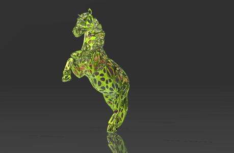 Rampant War Horse - Voronoi Style - Spider Web - LowPoly - Perfect Design - Easy Print - Decor