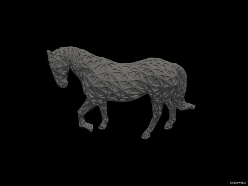 Graceful Stride Horse - Voronoi Style - Spider Web - LowPoly - Perfect Design - Easy Print - Decor