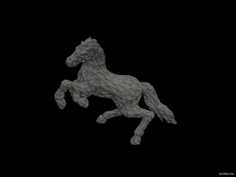 Horse Wild Wind - Voronoi Style - Spider Web - LowPoly - Perfect Design - Easy Print - Decor