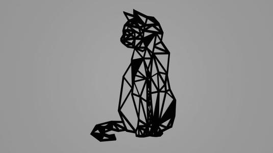Low poly cat wall decoration
