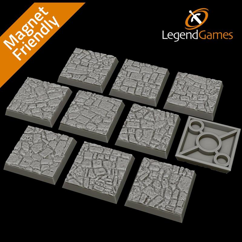LegendGames 30mm Square Uneven Cobblestone bases x10