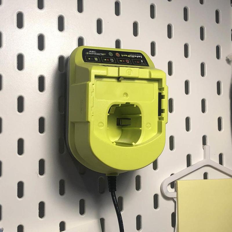 IKEA SKÅDIS invisible pegboard hook for Ryobi charger