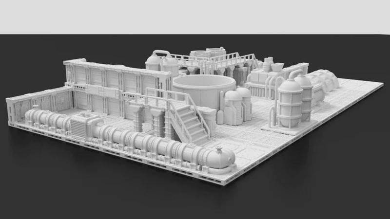 Scifi Grimdark Industrial Chemworks Modular Set 28mm