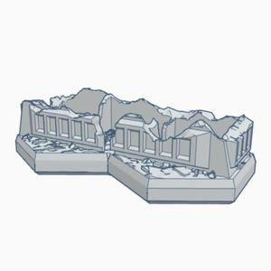 Sci-Fi Destroyed Building 7 with Hex Base SFDHB007