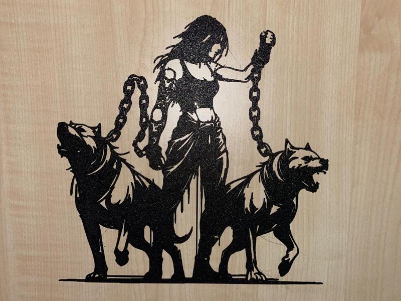 Wall Decoration Woman with Dogs