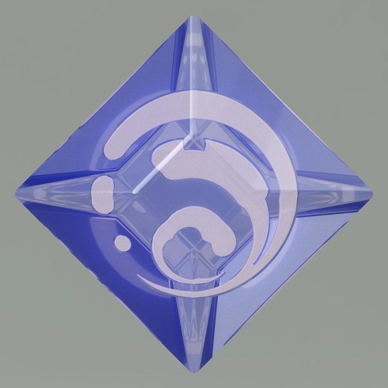Genshin Impact square Hydro Vision gem ONLY. Video game, props, cosplay