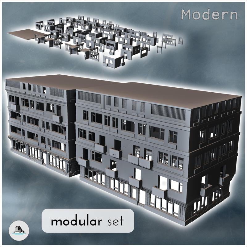 Set of modern modular multi-storey buildings (10) - Modern WW2 WW1 World War Diaroma Wargaming RPG Mini Hobby