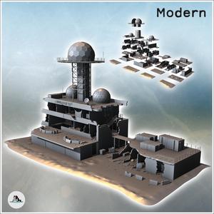 Large control center with radar domes and damaged building (11) - Cold Era Modern Warfare Conflict World War 3 RPG  Post-apo WW3 WWIII