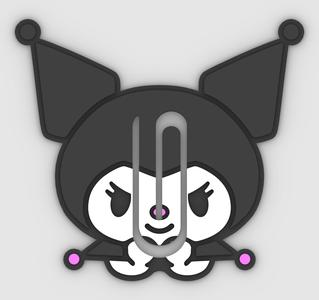 KUROMI - cute cartoon character-v2 - Paper clip, bookmark - 3MF pre-painted , STL