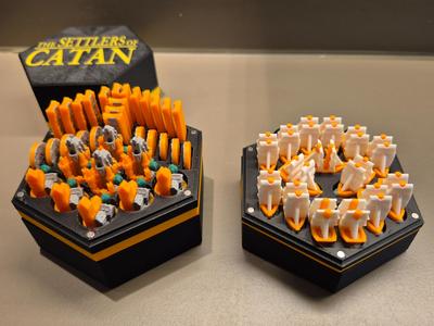 Magnetic Catan player pieces box