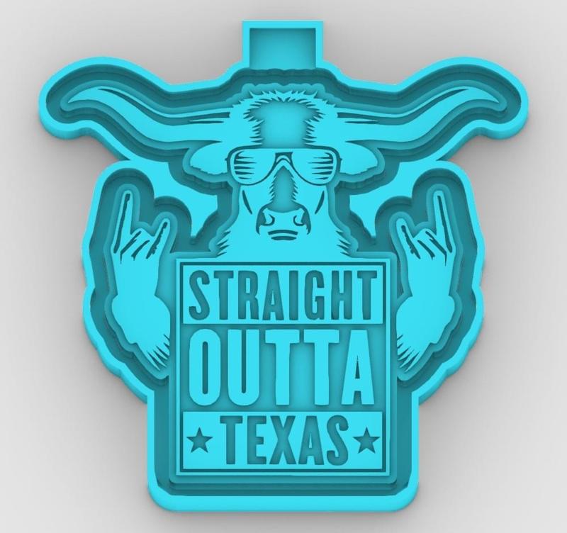 LongHorn - Straight Outta Texas - freshie mold - STL for silicone mold