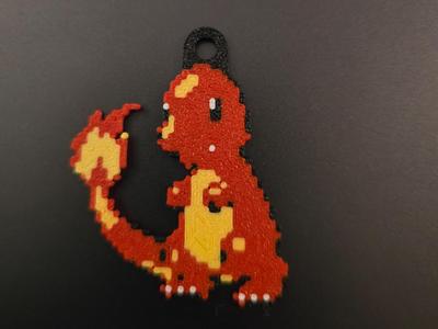 Pixel Art Minimal Pokemon Charmander Keychain