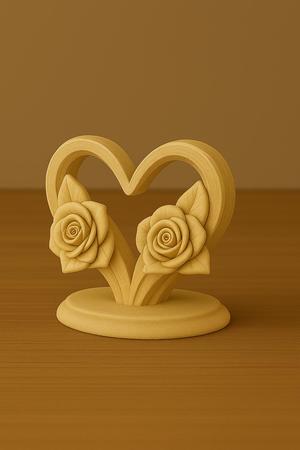 Rose Heart Holder - Romantic Rose-Shaped Heart Stand | STL 3D Model for Printing
