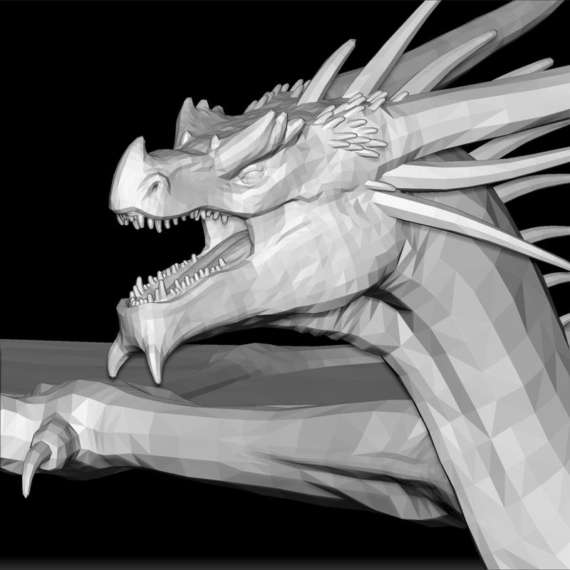 Dragon 3D Print - Fantasy Creature STL - Mythical Beast Sculpture - Epic Dragon Statue - Detailed Winged Reptile Design