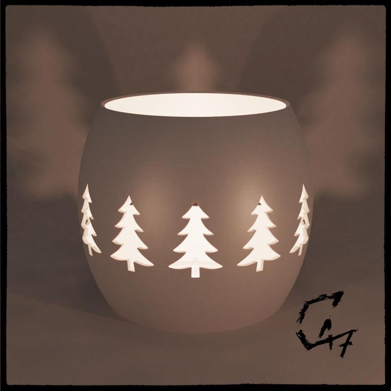 Tealight cover with tree holes