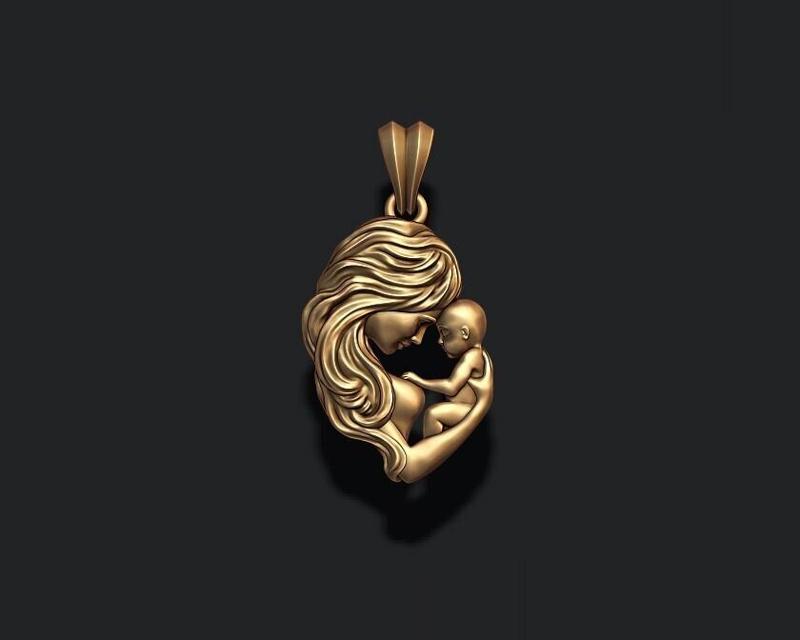 Mother with baby pendant 3D print model