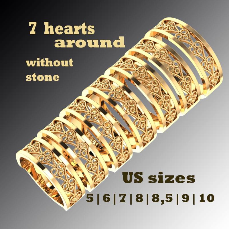 Printable jewelry engagement wedding ring - hearts arourd- STL