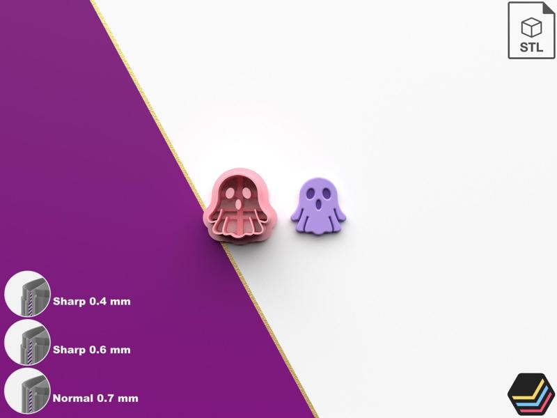 Polymer Clay Cutter Ghost *6 Size *3 Cut Version | Halloween Cutter | STL file for 3D printing