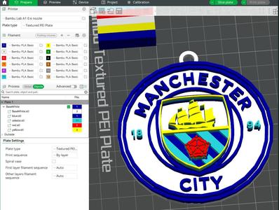 Premier League Manchester City keychan badge printable and renderable