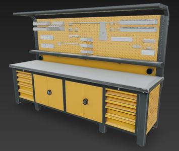 Miniature Car Workshop Workbench and Tools Mechanics Workshop