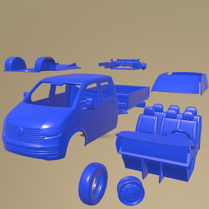 Volkswagen Transporter Double Cab Pickup 2019 PRINTABLE CAR IN SEPARATE PARTS
