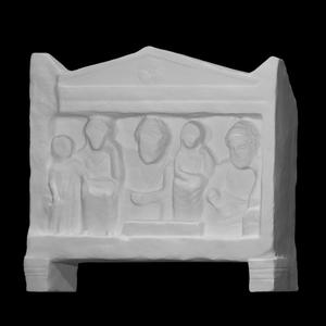 Funerary pediment stele with a symposium scene