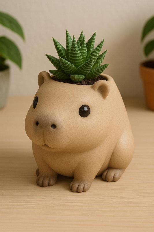 Adorable Capybara Flower Pot - Capybara shaped flower pot for 3D printing (STL) kawaii and modern decoration.