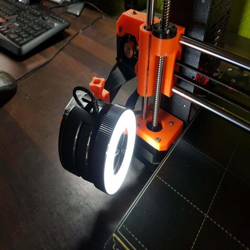 Prusa i3 MK3s - Mount for Webcam with Ringlight - Razer-Kiyo