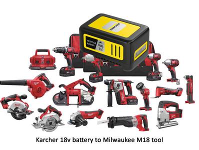 Karcher 18v battery to Milwaukee 18v tool