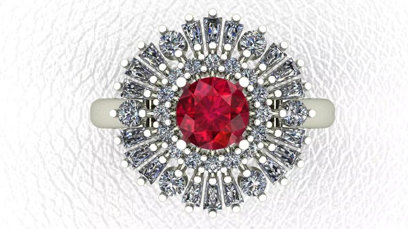 Beautiful Round Ruby Engagement ring 3d model
