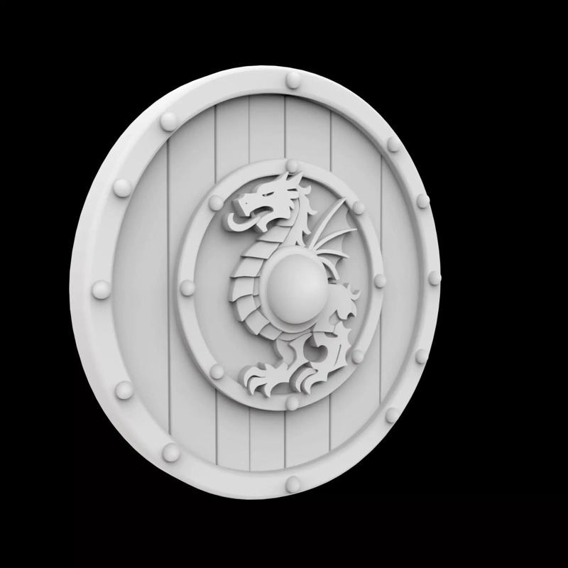 Viking Shield with Dragon Crest 3D Printable Model