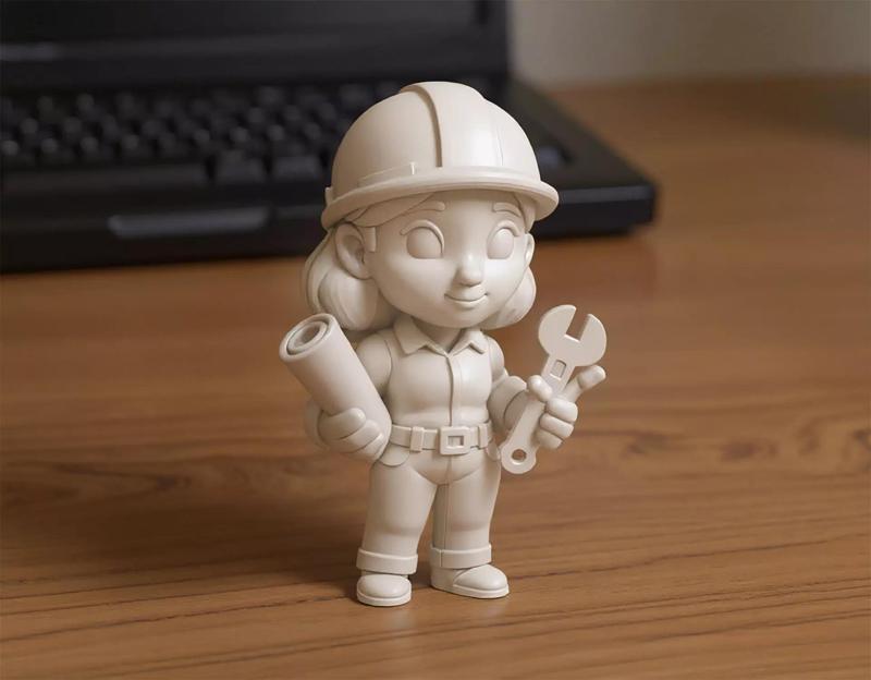 Cartoon Mechanic Girl 3D Printable