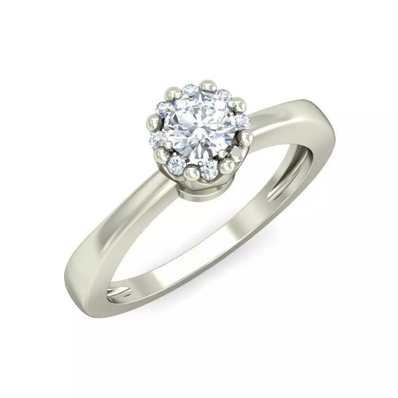 Radiant Bloom Halo Diamond Engagement Ring