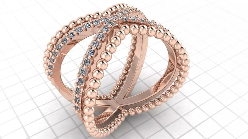 Beaded X cross ring stl file