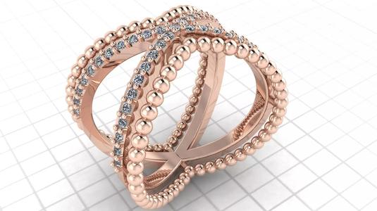 Beaded X cross ring stl file