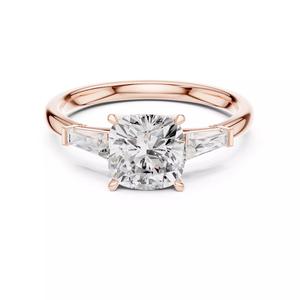 Three Stone Cushion Taper Baguette Cut Wedding Ring File Video