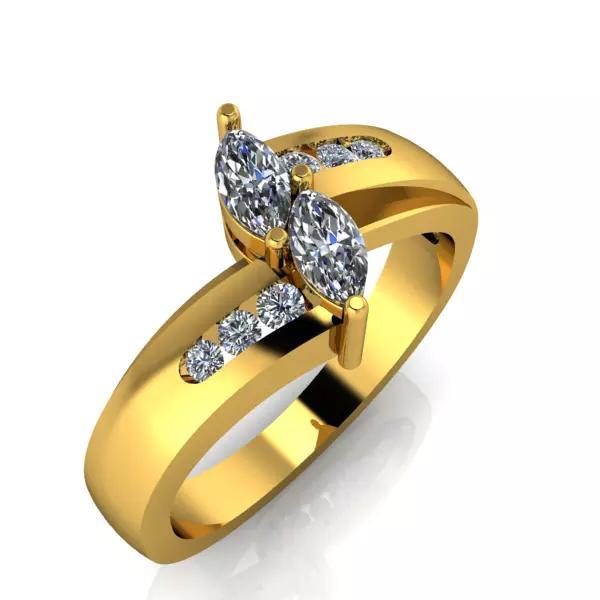 Two Stone Marquise cut Diamond Engagement Ring