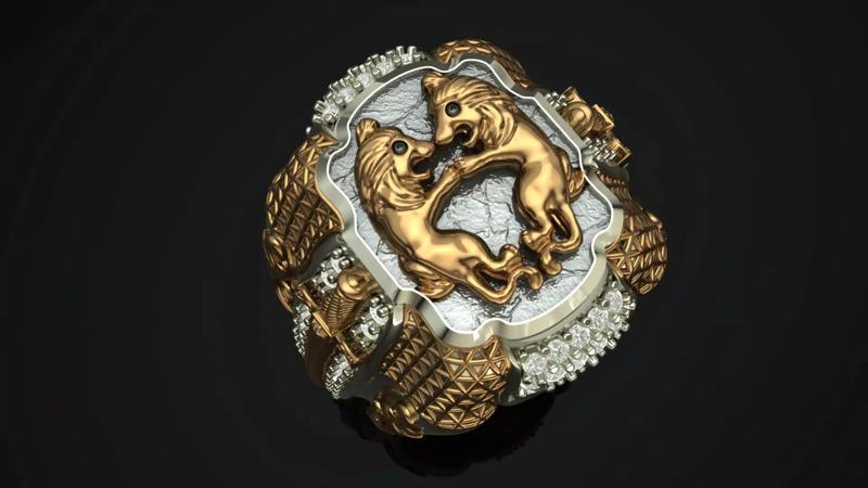 Two Lion Fighting Ring 3D print model