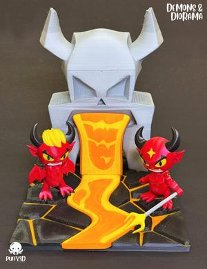 Flexi Demons and Fiery lava diorama set