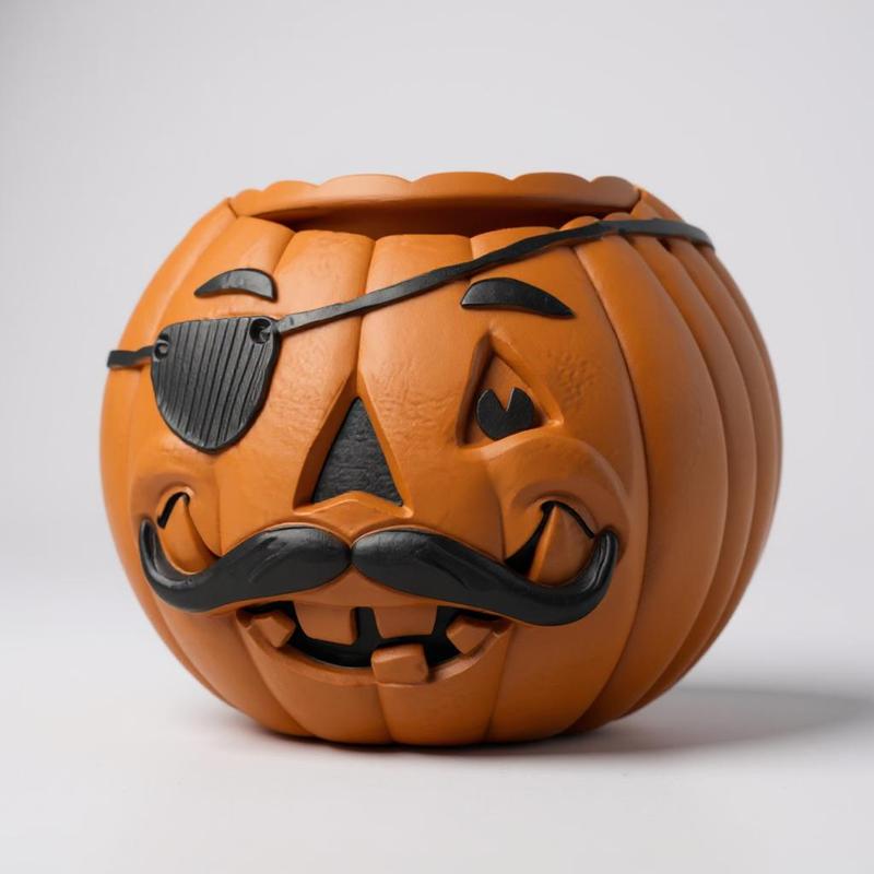 Vintage halloween pumpkin head bucket lantern