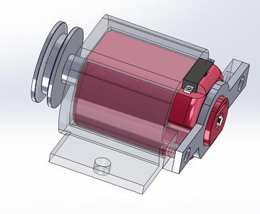 Base for DC electric motor and 16 cm radius pulley